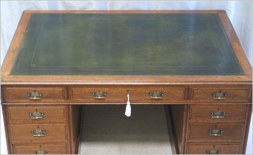 1032 Antique Victorian Oak Partners Desk Top (1)